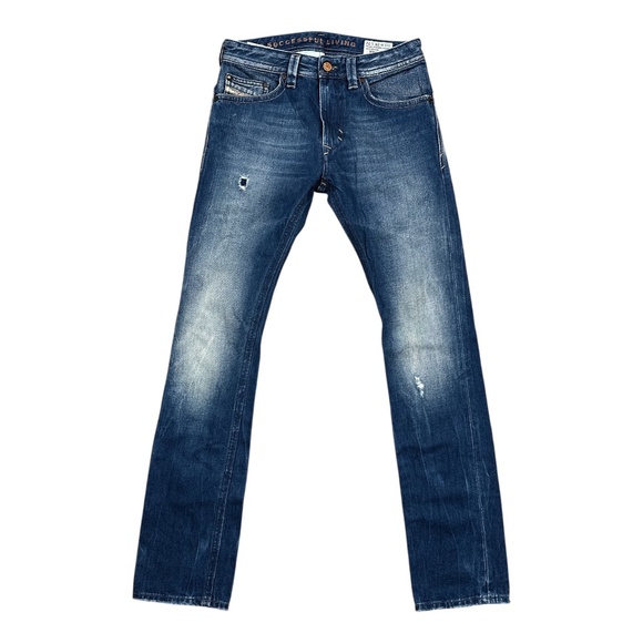 Diesel Thavar 0885W Slim Skinny Distressed Ripped Denim Jeans Mens 28 - Picture 1 of 14